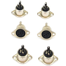 6-Pin DIN Female Jack Socket Connector Panel Mount Chassis Audio 2 Hole Soldering Din Jack Socket (6 Pcs)