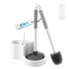 5PCS Cepillo para Baño con Base, Cepillo para Hendiduras y Pinza para Pelo