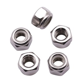 #10-24 inch Nylon Insert Hex Lock Nuts (50 Pack), 304 Stainless Steel (18-8), Hex Lock Nuts with Nylon Ring, Corrosion-Resistant, for Automotive, Machinery DIY Projects