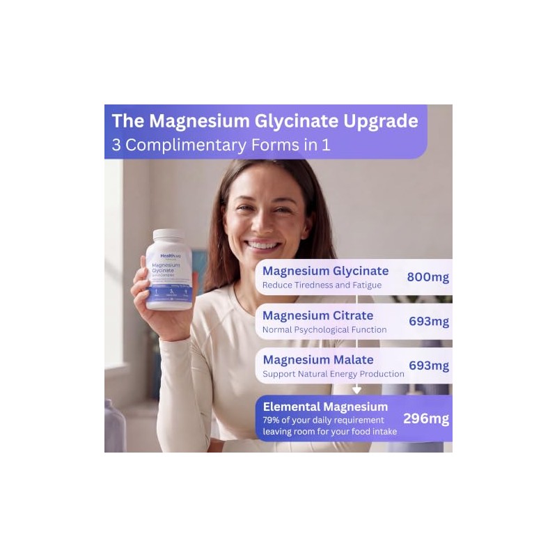 Magnesium Glycinate 3-in-1 Complex, 240 Capsules, UK Made