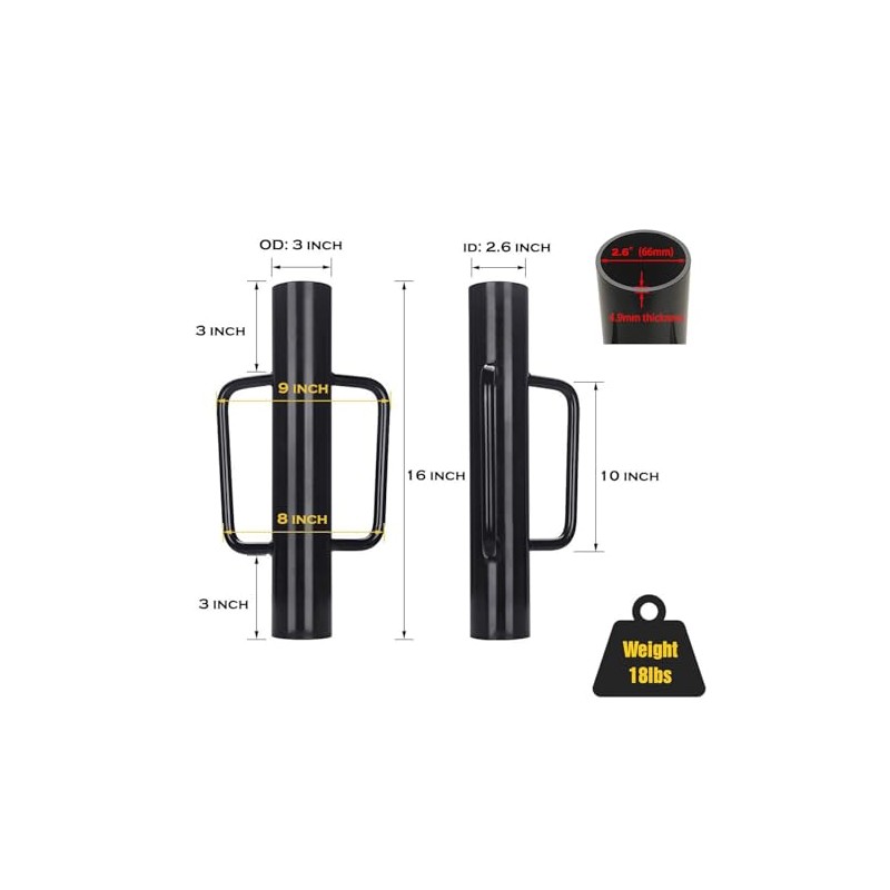 MTB Garden Black Fence Post Driver with Handle 18 LB