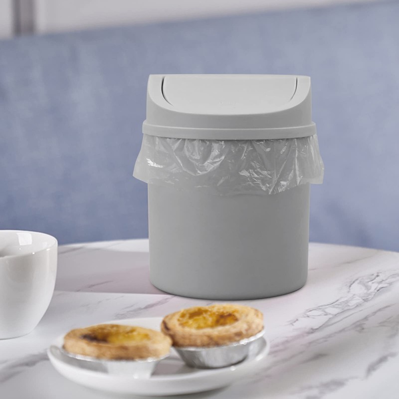 Waikhomes 2 Liters Mini Countertop Garbage Can with Lid, Swing