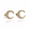 Unbranded Pave Cubic Zirconia Stud Earrings Moon Gold ful 12x11.5x2.3mm