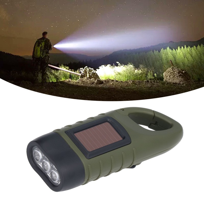 Solar Hand Crank Flashlight Emergency LED Portable Torch for Climbing