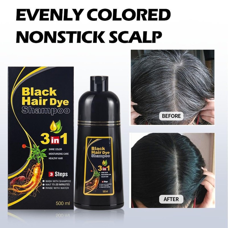 Cosmpro Black Hair Dye Shampoo for Women Men 3 in