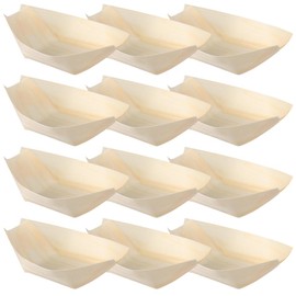 Operitacx 200Pcs Sushi Boat Serving Trays, 3 Inch Wood Sushi for Food Catering Party Home Use