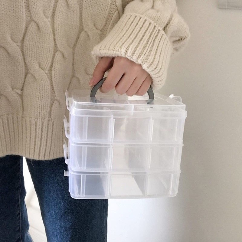 SacJkt Craft Storage Box, Compartments Divider Organizer, 3 Layers 18