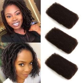 DÉBUT Afro Kinky Bulk Dark Brown 100% Human Hair 3 Packs 150g Tight Afro Kinky Curly Bulk Bundles Hair for Making/Repair Locs, Kinky Twists, Dreadlocks Braiding Hair Extensions (#2, 18 Inches)