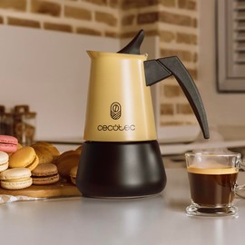 Cecotec Caffettiera Moka Express Piccolina 600 Beige. 300ml, 6 Tazze di Caffè, Acciaio Inox, Adatta Tutte le Superfici, Filtro Premium, Valvola di Sicurezza, Manico Termoresistente, Design Elegante