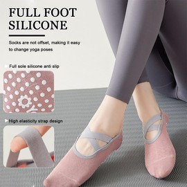 3 Pairs Yoga Pilates Socks, Non-Slip Socks, Grippy Socks, Floor Socks, Non-Slip Grips Straps, One Size, Breathable Socks
