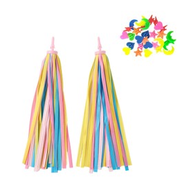 Handlebar Fringe Streamer Ribbons for Children's Bike, Bicycle Tassels, Children's Bicycle Streamers, Bicycle Handlebar Streamer, with 36 Spoke Beads, for Bicycle Decoration, for Girls and Boys
