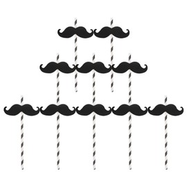 VALICLUD 20Pcs Mustache Party Straws Striped Paper Straws Drinking Straws for Wedding New Year Birthday Party Supplies Black
