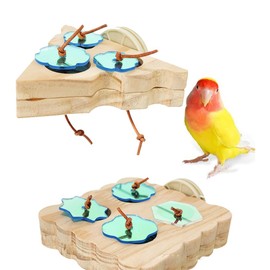 Shengsenfu 2pcs Wooden Small Bird Foraging Toys,Interactive Parakeet Foraging for Cage, Parrot Toys for Small Sized Birds