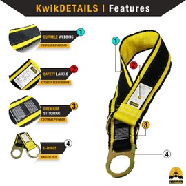 KwikSafety - Charlotte, NC - Gibbon Grip 3 ft [2 Pack] Safety Anchor Cross Arm Strap Beam Choker ANSI Fall Arrest System Web Pass Thru Double D Ring Anchorage Sling OSHA Protection Harness Lanyard