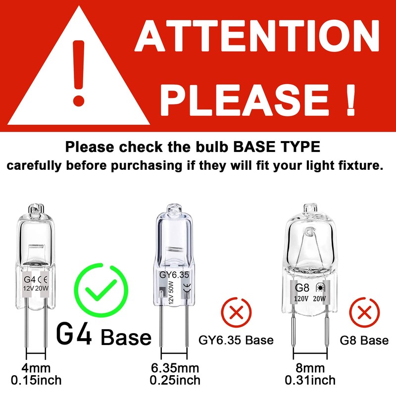 Lacnooe G4 Halogen Bulb 20W, 12 Pack Dimmable G4 Light