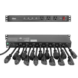 Tecmojo 1U Rack Mount 19 Outlet PDU Power Distribution Unit Power Strip Circuit Breaker fits 19-inch AV/Network/Server Cabinet/Closet/Enclosure