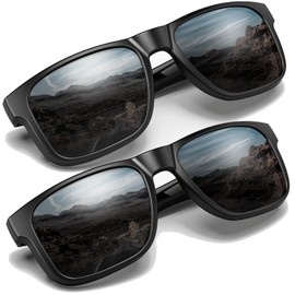 YOZISS Polarised Sunglasses for Men, UV400 Protection Sports Glasses for Men Women, Ultralight Sports Sunglasses for Outdoors, Driving, Boating, Fishing, Golf, 2 pieces: black / black