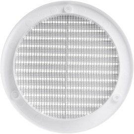 Vent Systems 5" Inch (Opening Dimensions) White Soffit Vent Cover with Flange - Pack of 2 Plastic Round Air Vent Grille - Built-in Insect Screen HVAC for Bathroom, Home 6.2" Inch (Outer Dimensions)