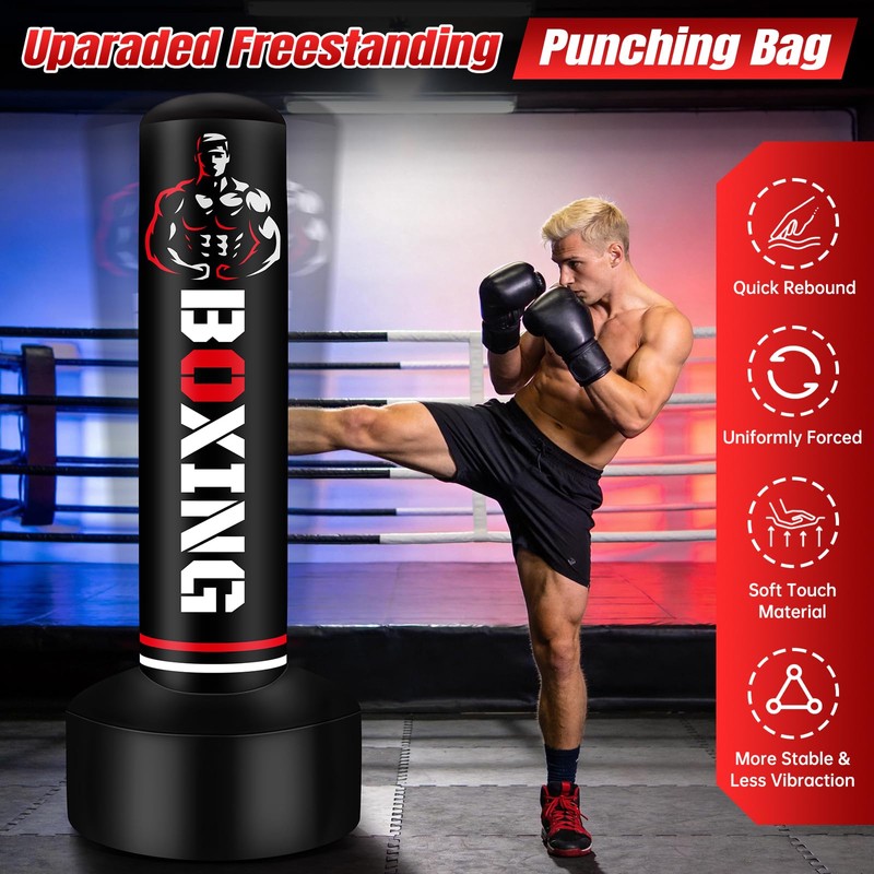 Heavy Freestanding Punching Bag for Adults Teens, 70" Boxing Bag