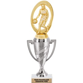 Basketball Trophy, 11" Silver Cup Girls Basketball Trophy Awards, 5 Pack Prime