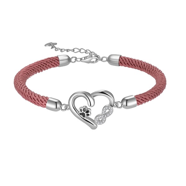 Bellrela Women's Bracelets Silver 925 Dog Paw Print Infinity Heart