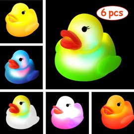 TaimeiMao Pack of 6 Pre-Filled Easter Eggs, Illuminated Bath Toy, Easter Eggs Filled with Rubber Ducks, Luminous Floating Bath Toys, Prefilled Easter Eggs, Easter Basket Filler
