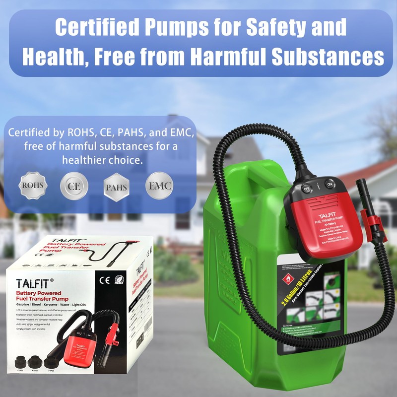 TALFIT Portable Battery Powered Fuel Pump - 2.4GPM Gasoline Siphon