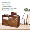 Rustic Wooden Desk Organizer - Vertical File Sorter with 3
