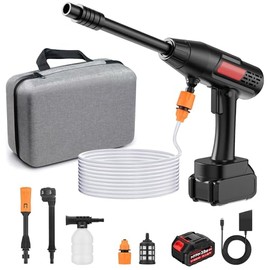 Cordless Pressure Washer Battery Powered,880PSI Cordless Power Washer with 4.0Ah Battery,6-in-1 Nozzle,3 Power Level Touch-Adjustable,Handheld Portable Pressure Washer for Cars Wash,Yard(Black+Orange)