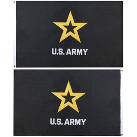 3x5 U.S. Army Star Black Premium Quality 3'x5' Double Sided Flag Banner 2 Clips