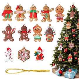 Gingerbread Man Decoration, Pack of 12 Christmas Tree Decorations, Gingerbread Man Tree Decoration, Christmas Tree Decoration, Gingerbread Pendant Christmas Decoration, for Festive Home Party Children