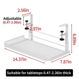 Under Desk Cable Management Tray, No Drill Steel Desk Cable Organizers, Wire Management Tray Cable Management Rack, Desk Cable Tray with Wire Organizer and Desk Cord Organizer (14.37in Length)
