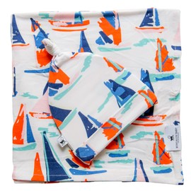 BUNGALOW BABY Swaddle Set - Premium Bamboo Viscose Baby Swaddle Blanket & Hat Set, Baby Boy, Baby Girl, Unisex, Newborn Swaddle, Baby Wrap, Bamboo Blanket (The Regatta/Multi)