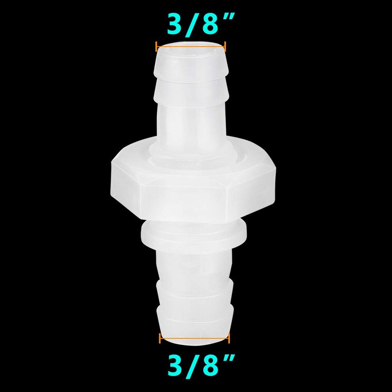 Feelers 3/8" Hose Barb Thru-Bulk Bulkhead Fitting Hex Barbed Fitting