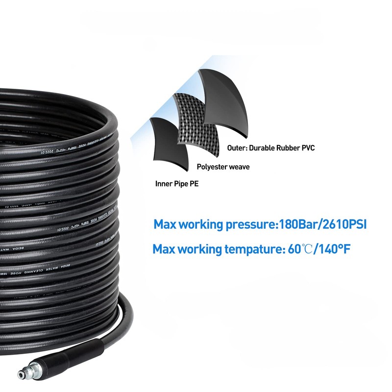 Stone Banks 10m Pressure Washer Hose for Bosch Quick Connect