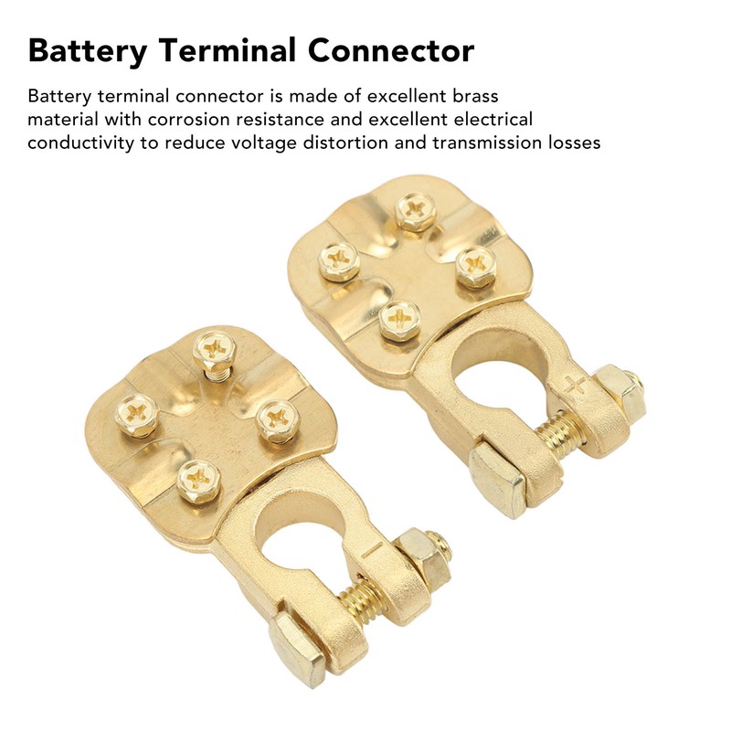 2Pcs Brass Battery Terminal Connector Car Top Post Clamp Set