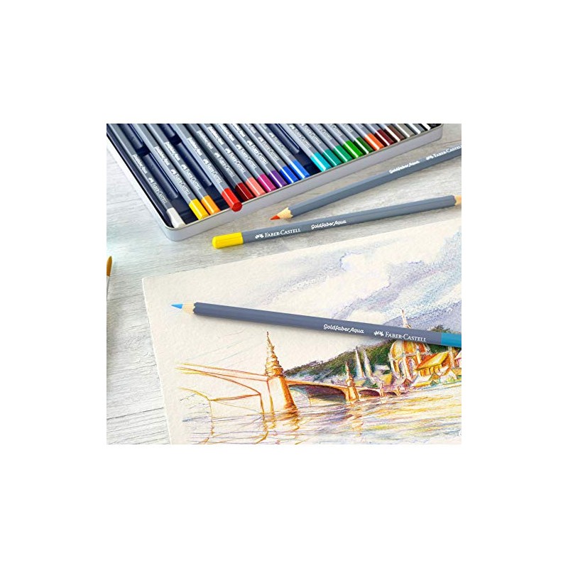 FABER-CASTELL Goldfer Watercolour Pencils with Metal Case of 24