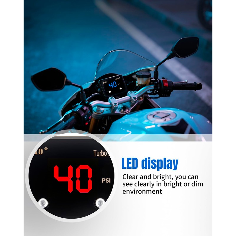 Turbo Boost/Vacuum Gauge Kit -28 in.Hg 40 PSI LED Digital
