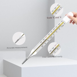 ℃&℉ Clinical Glass Thermometer for Underarm 2PCS - Classic Non Digital Thermometer for Adults - Accurate Easy Reading by AiBi TECH