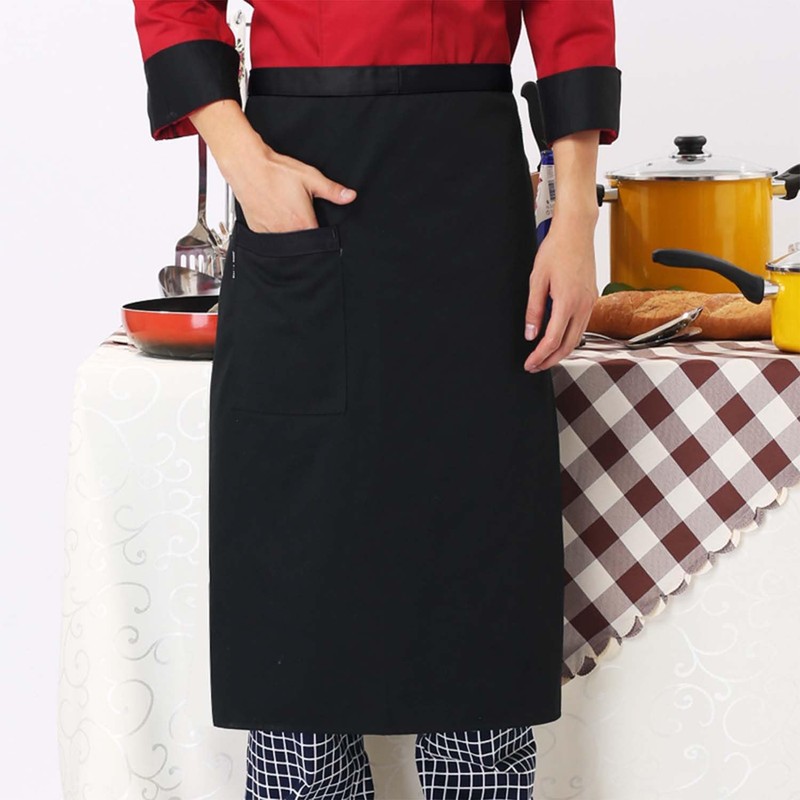 ZBHDEYG 1 Black Half Apron, 1 Catering Hat, Tie Apron,