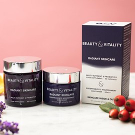 Radiant Skincare Kit for Menopausal Skin - Probiotic Moisturiser (50ml) and Supplements (60 Capsules) for Inside-Out Rejuvenation.