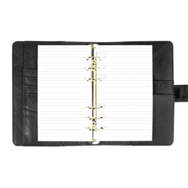 MEI COLOUR A5 Black Notebooks for School, PU Leather Refillable Notebook with Empty Loose Leaf Paper, Wide Ruled Filler Paper, Loose Leaf Personal Planner Budget Binder with Magnetic Buckle Closure