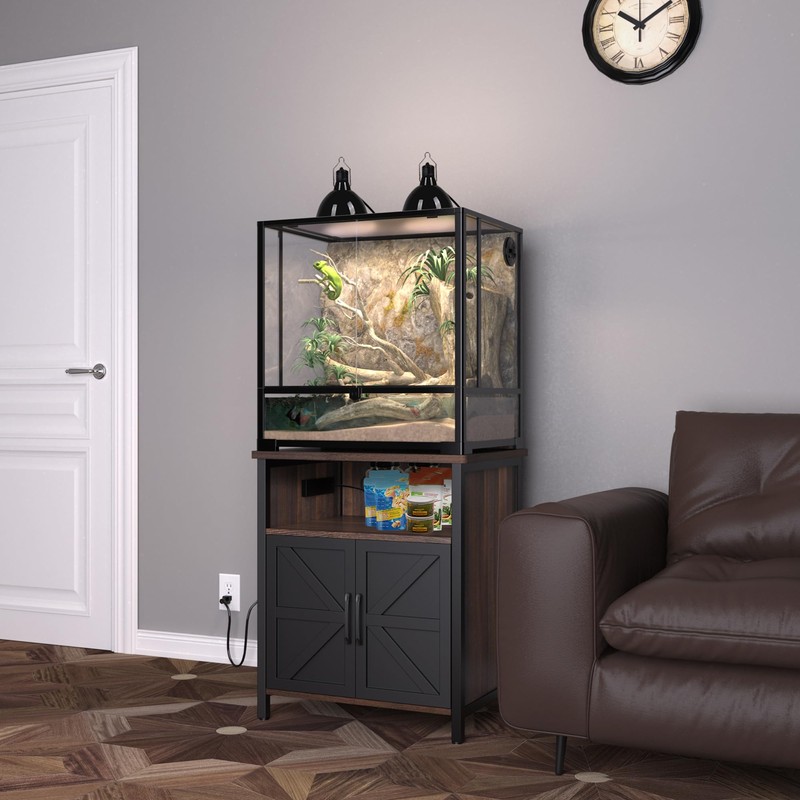 GDLF Terrarium Stand Reptile Tank Stand with Accessories Storage and