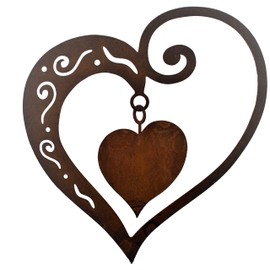 Rostikal Hanging Heart - Romantic Metal Decoration in Rust Effect - Ideal as Hanging Window Decoration & for Home - Perfect for All Occasions