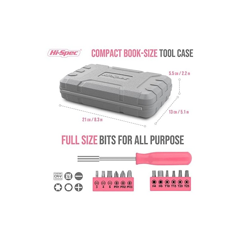 Hi-Spec 24-Piece Small Tool Box Filled with Hand Tools for