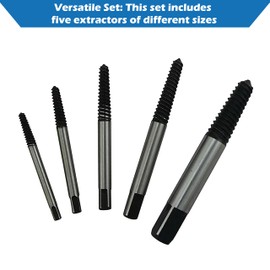 TJR® 5 Pcs Spiral Screw Extractor Set Sizes #1-#5 for M3-M8 - Easy to Remove Multi Spline Screw Remover