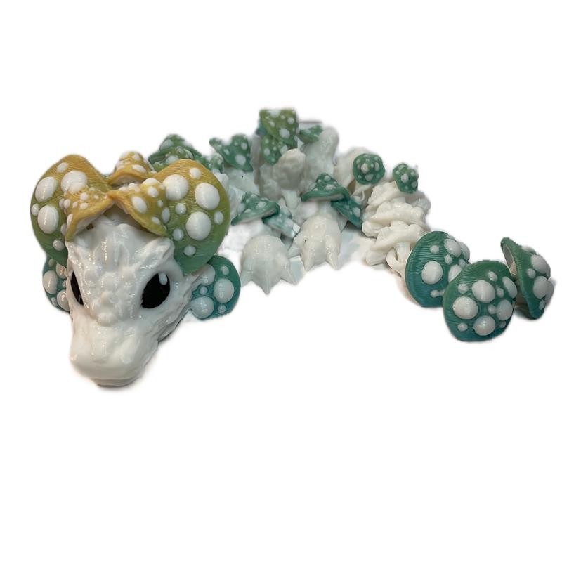 Adorable Baby Mushroom Dragon Articulated Figure, 3D Printed. animal figurine