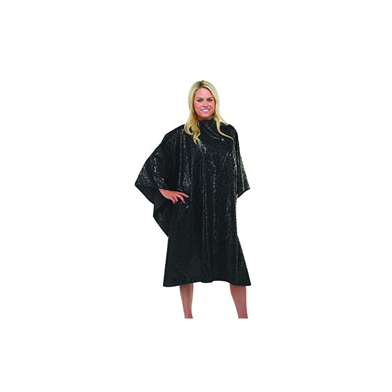 BeautyLove Hair Stylist Cape Black on Black Leopard Print Snap