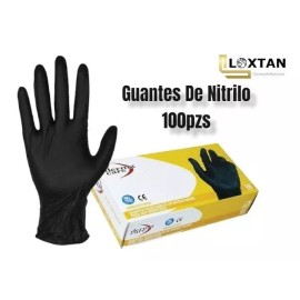 Derma Care Guantes De Nitrilo Negro Desechables Grandes C/100pzs