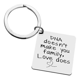 HOKIAMCN Keychain Step Parent Keychain Gifts “DNA Doesn't Make You Family Love Does” Step Mom Gifts Step Dad Keychain Christmas Birthday Gifts Adoption Gifts for Dad or Mother in Law